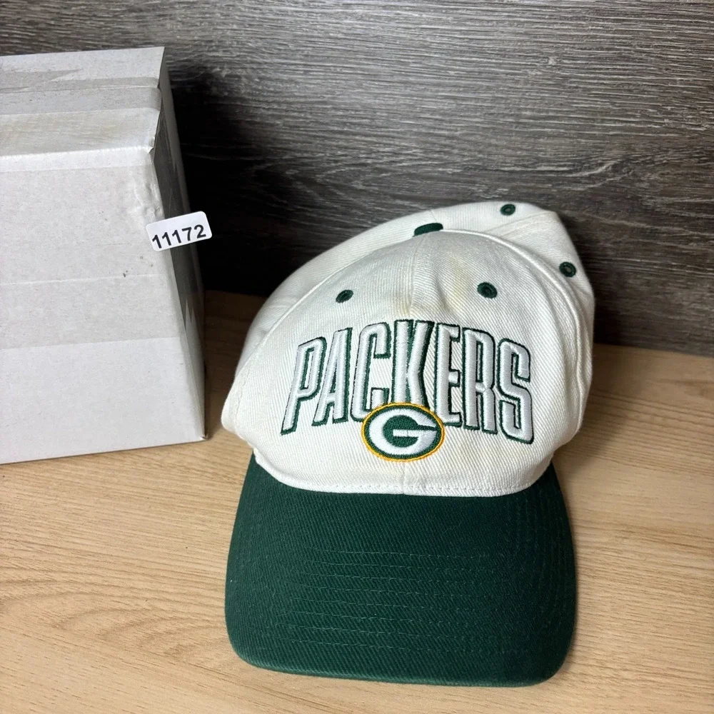 Vintage Green Bay Packers Hat Cap Strap Back White Nike NFL Football